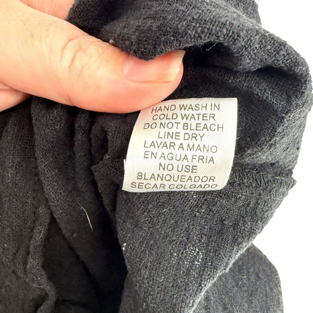 Boho Mexican Serape Stripe Bib Top Medium Entro Black Cotton Fringe Festival - Picture 15 of 15